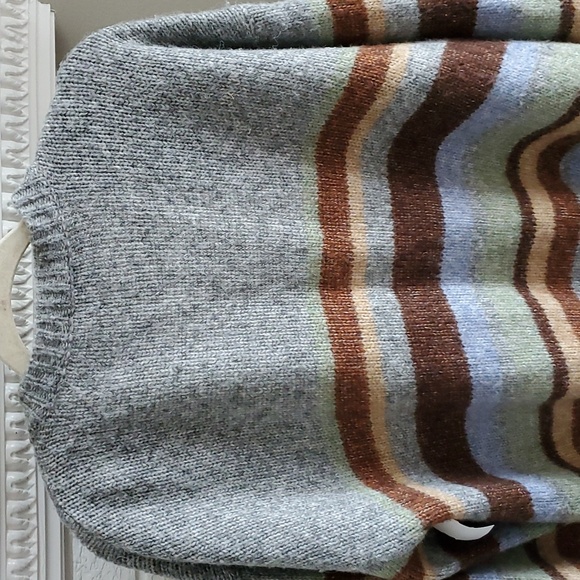 b.young Grey Oversized Byoksana Stripe Wool Blend Preppy Eclectic Cardigan S - Picture 11 of 14